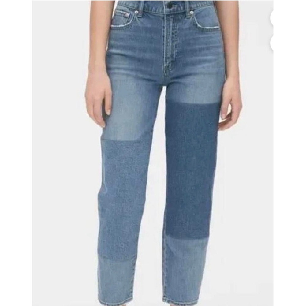 Gap‎ Cheeky Straight Patchwork High Rise Jeans Blue Denim Womens Size 4/27